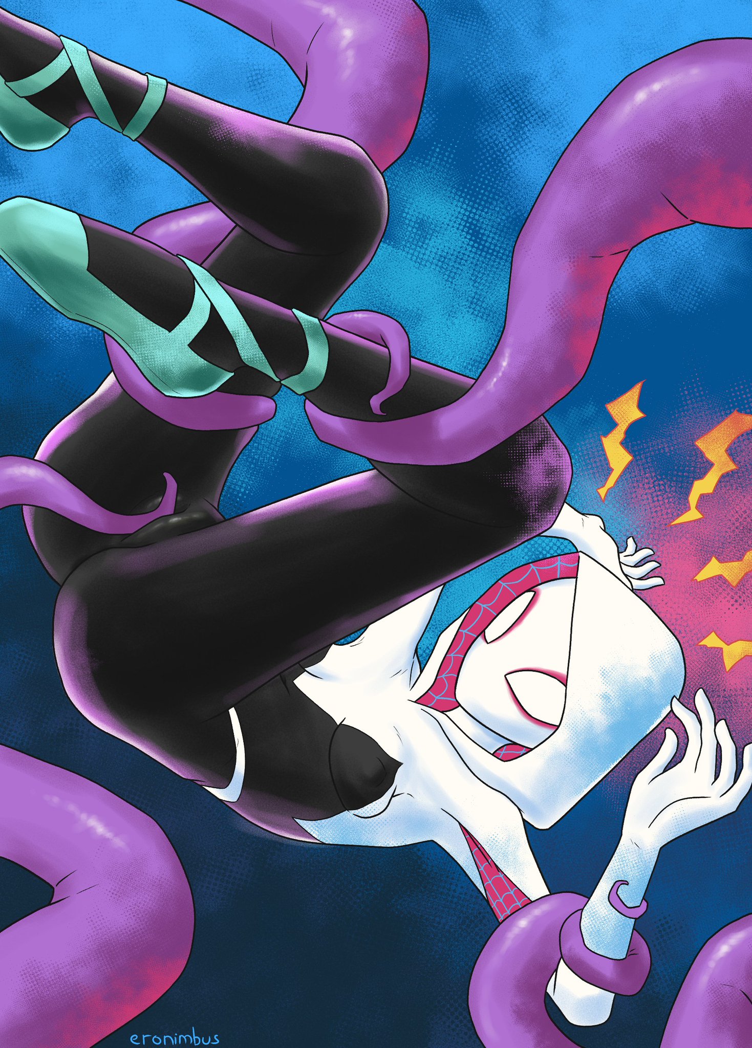 ass, cameltoe, eronimbus, female, flats, fully clothed, gwen stacy, marvel, marvel comics, pussy, shoes, spider-gwen, spider-man: into the spider-verse, tentacle