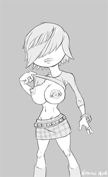 1girls 2020 breasts charlie_murder exposed_breasts goth_girl hair_over_eyes kelly_skitten nipple_piercing