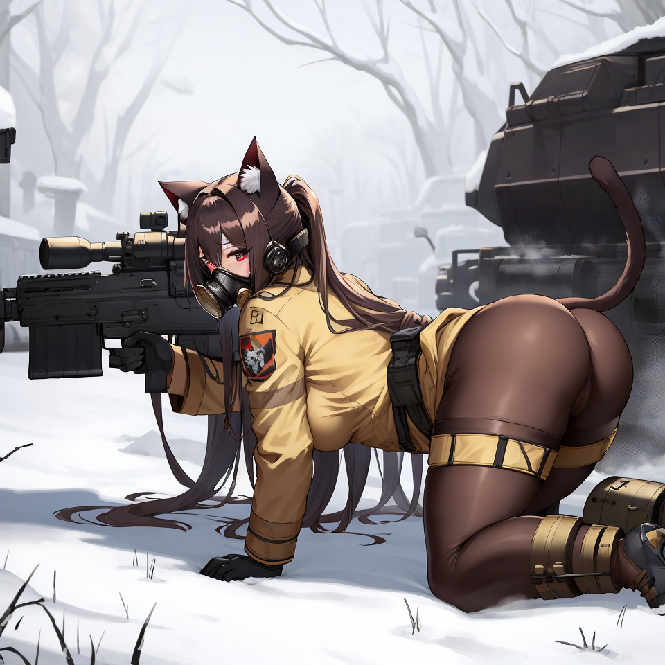 1girls ai_generated all_fours armageddon_steel_legion astra_militarum big_ass big_butt brown_hair bubble_butt cat_ears cat_tail catgirl feline felinid female female_only gas_mask guardswoman_(warhammer_40k) gun imperial_guard imperium_of_man large_ass large_butt long_hair military military_uniform on_all_fours solo solo_female tail unstable_diffusion warhammer_(franchise) warhammer_40k yellow_clothes yellow_clothing