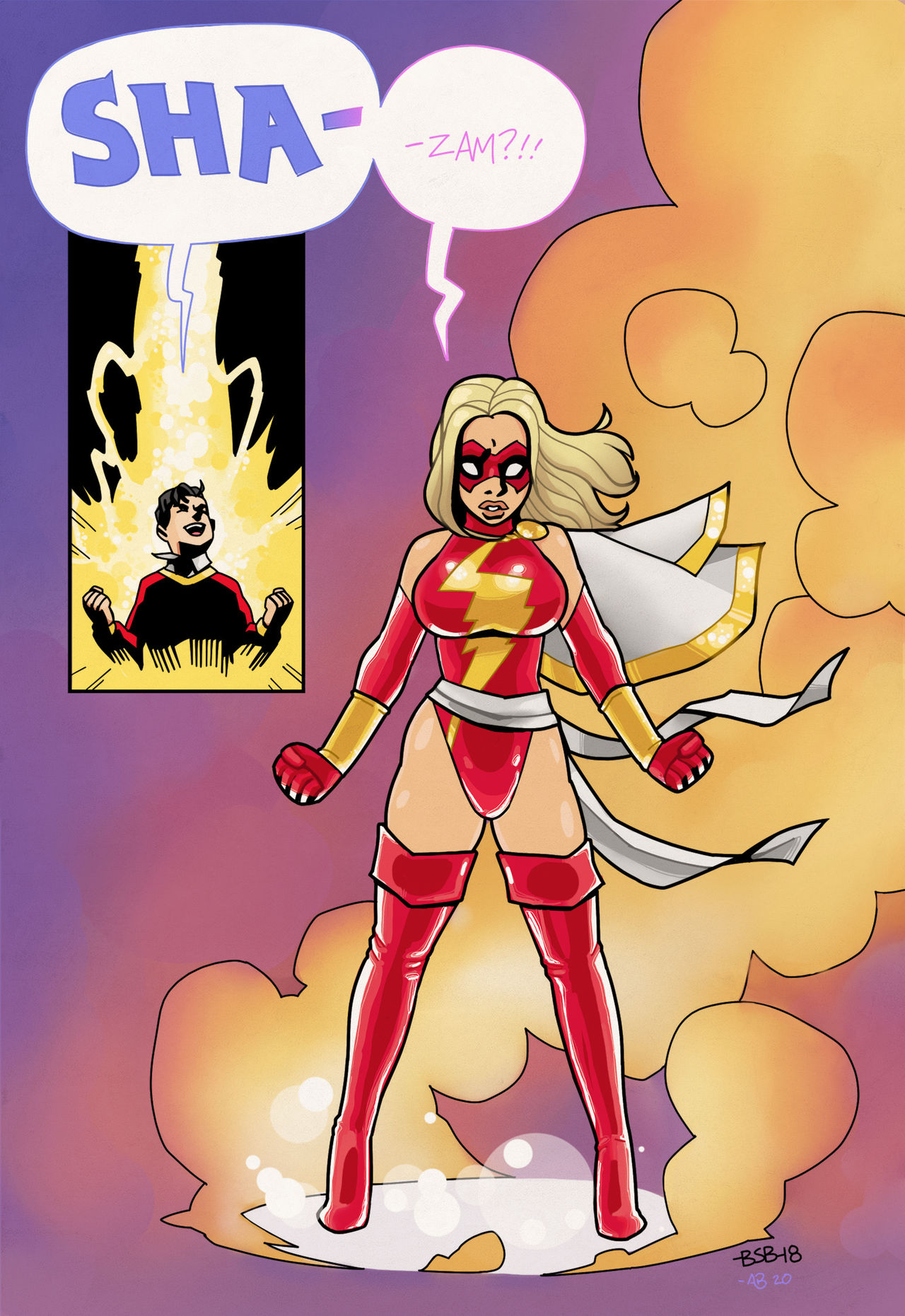 amalgam amalgamation artist_request billy_batson blonde_hair captain_marvel dc dc_comics gender_transformation genderswap_(mtf) marvel marvel_comics miss_shazam ms._marvel_(carol_danvers) rule_63 shazam solo superheroine tagme tagme_(artist)