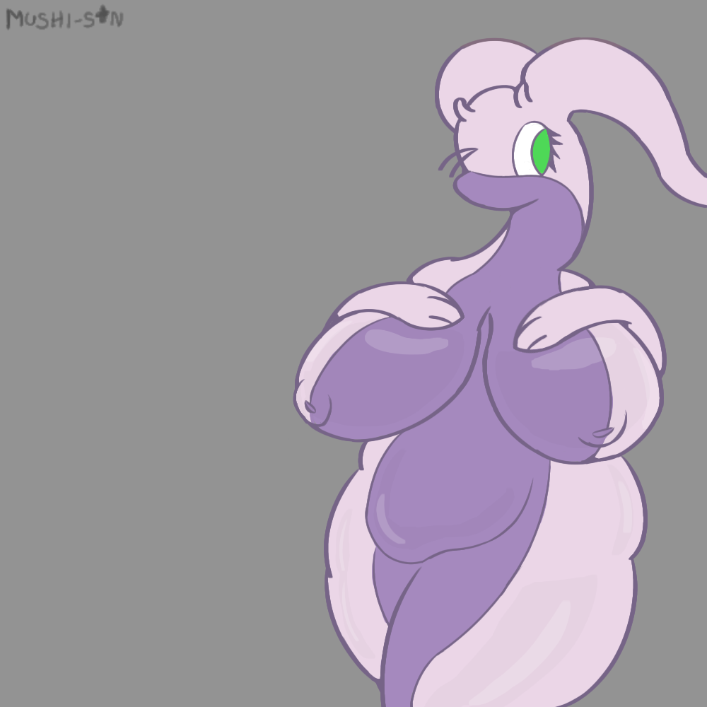 1girls anthro big_breasts breasts female female_only goodra mushisan56 nintendo pokemon pokemon_(species) simple_background solo tagme