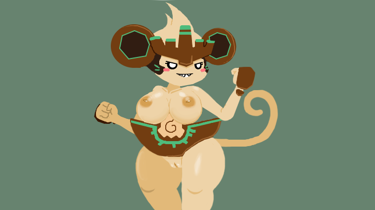 big_breasts breasts brown_nipples elemental_pixies gravi gravolo pangotime pussy the_battle_cats thick_thighs