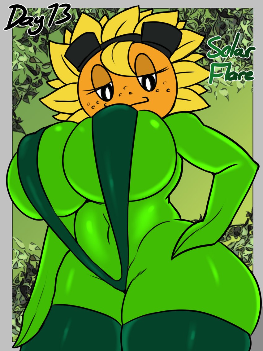 1girls, breasts, female, huge breasts, plantie, plants vs zombies, plants vs zombies: heroes, sling bikini, solar flare (pvz), solo, solo female, tagme, video games