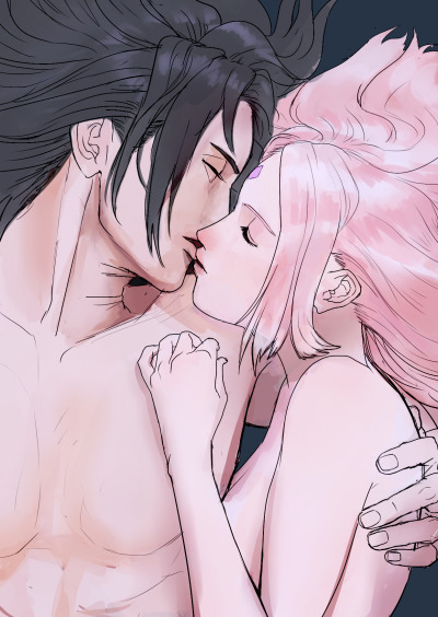 1boy 1girls adult_man_and_teenage_girl age_difference black_hair female haruno_sakura kissing madara madara_uchiha male male/female naruto naruto_(series) nude older_male older_man_and_teenage_girl pale_skin pink_hair romantic_couple sakura sakura_haruno sex straight uchiha_madara younger_female