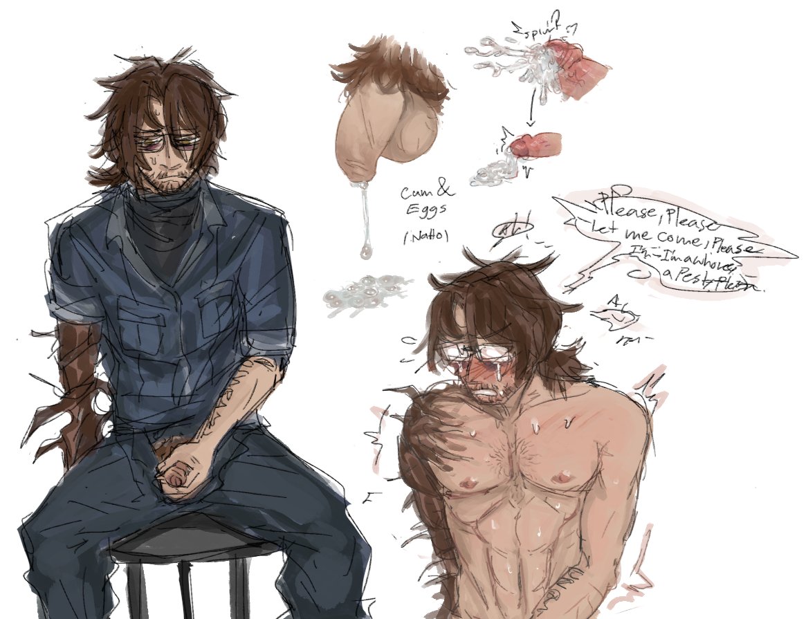 body_hair cum_eggs cumming cute_male eggs eggs_in_cock eggs_in_cum glasses gregor_(limbus_company) limbus_company male male_only messy_hair partially_clothed pathetic_male penis project_moon small_cock