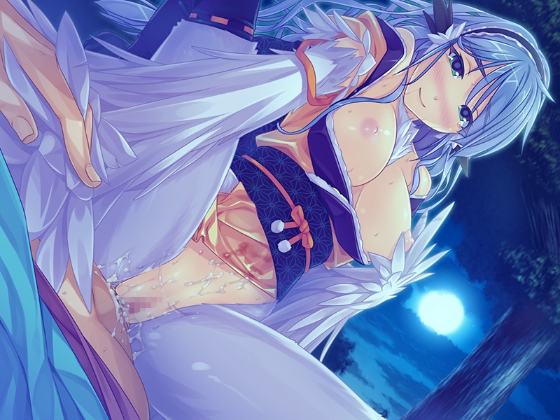 artist_request assertive blue_eyes blue_hair blush breasts censored clothing cowgirl_position cum cum_inside feathers harpy kimono large_breasts long_hair monster_girl nipples penis pov pussy sex smile sweat vanadis wings