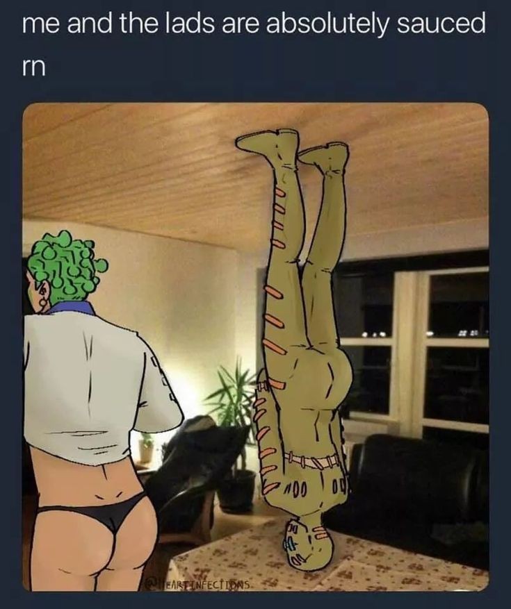 2boys ass back_view cioccolata edited heartinfections jojo's_bizarre_adventure meme secco shitpost text underwear upside-down vento_aureo