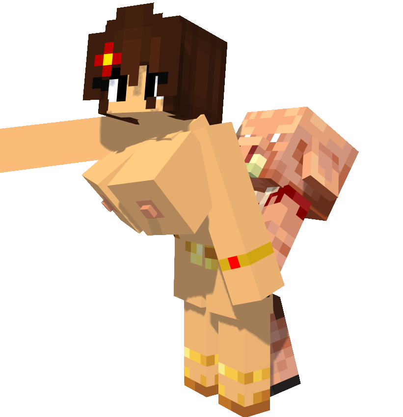 1boy 1girls age_difference big_breasts breeding brown_hair consent erect_nipples gold golden_bikini horny_male huge_breasts milf mine-imator minecraft naked_breasts no_background pig_ears piglin red_clothing sex sex_from_behind size_difference smaller_male standing standing_sex taller_girl