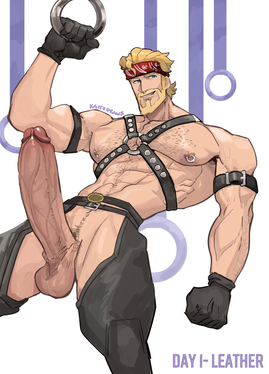 huge cock, jack morrison, kaito draws, leather clothing, male, male only, overwatch, overwatch 2, penis, soldier 76, solo male