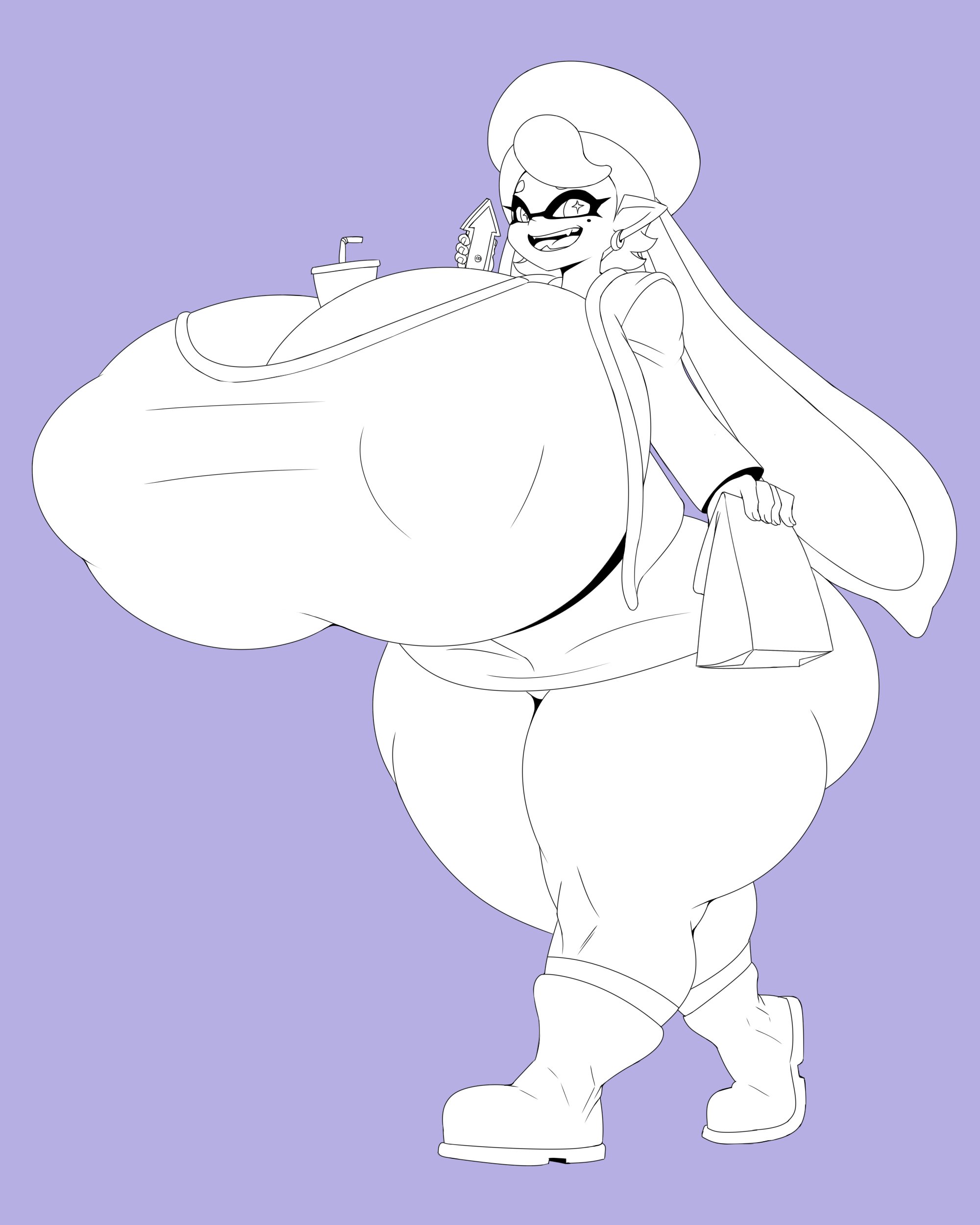 1girls, ass, ber00, big ass, big breasts, boob window, breasts, breasts bigger than head, callie (splatoon), clothed, female, female only, huge ass, huge breasts, hyper breasts, nintendo, nipples visible through clothing, sketch, solo, splatoon