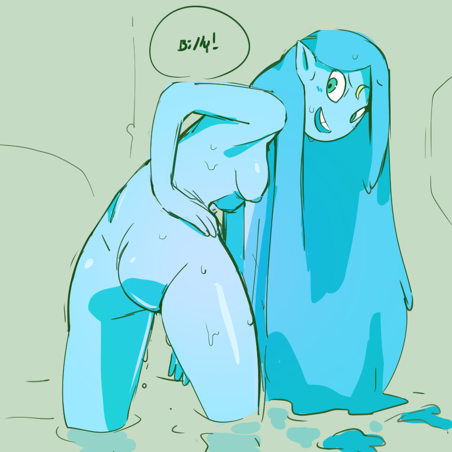 adventure_time ass blue_hair blue_skin canyon_(adventure_time) cartoon_network giant_female giantess in_water long_hair nude nude_female open_mouth paperclip_(artist) perky_breasts wet wet_body