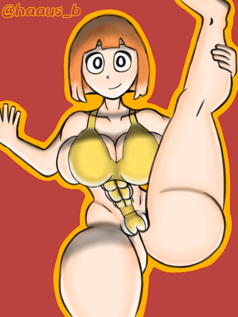 ass big_ass big_breasts big_butt haaus_b mcdonald's mom_(japanese_mcdonald's_commercial) mommy mother muscular muscular_female open_legs orange_hair pose raised_leg red_hair standing_split swimsuit yoru_mac