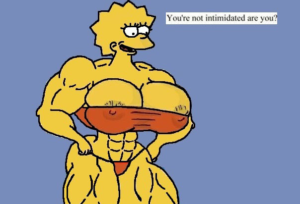 abs biceps big_breasts big_muscles breasts charfrog female huge_breasts huge_muscles large_breasts large_muscles lisa_simpson muscles muscular muscular_female nipples the_simpsons yellow_body