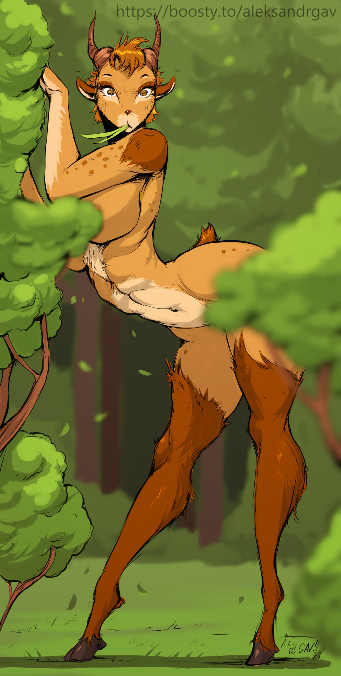 1girls, aleksandrgav, animal ears, anthro, anthro only, belly, belly button, big breasts, breasts, busty, deer, deer ears, deer girl, ears, eating, female, female only, furry, furry only, horns, large breasts, long body, long legs, naked, nude, thick, thick thighs, thighs, thin, thin waist, tummy
