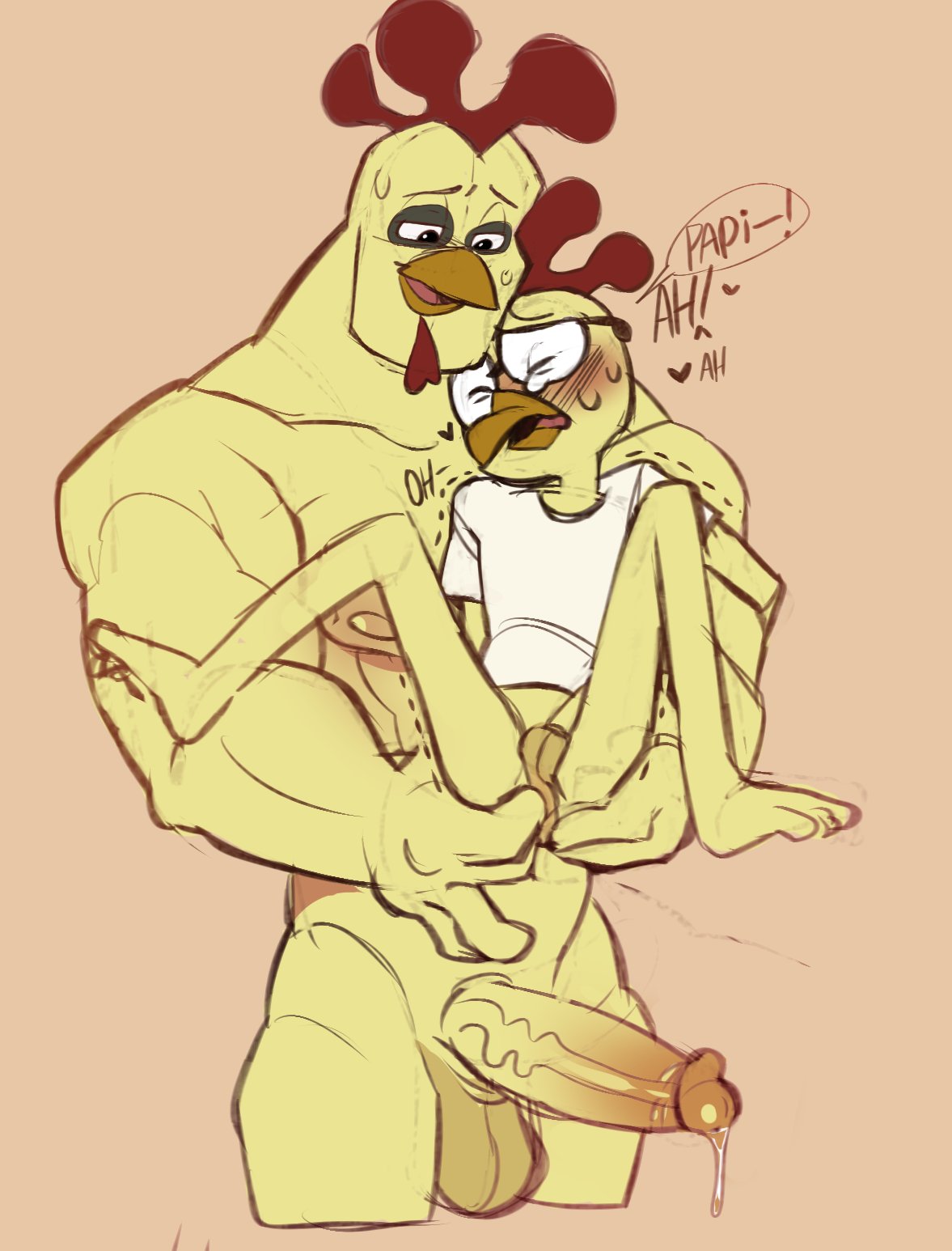 2boys anal anal_fingering anthro avian balls big_balls big_penis calaziike chicken father_and_son fingering_ass gabriel_dangond gay glasses incest male male/male muscular_male nerdy_male penis porfirio_dangond precum regue_chicken rooster skinny tagme yaoi young