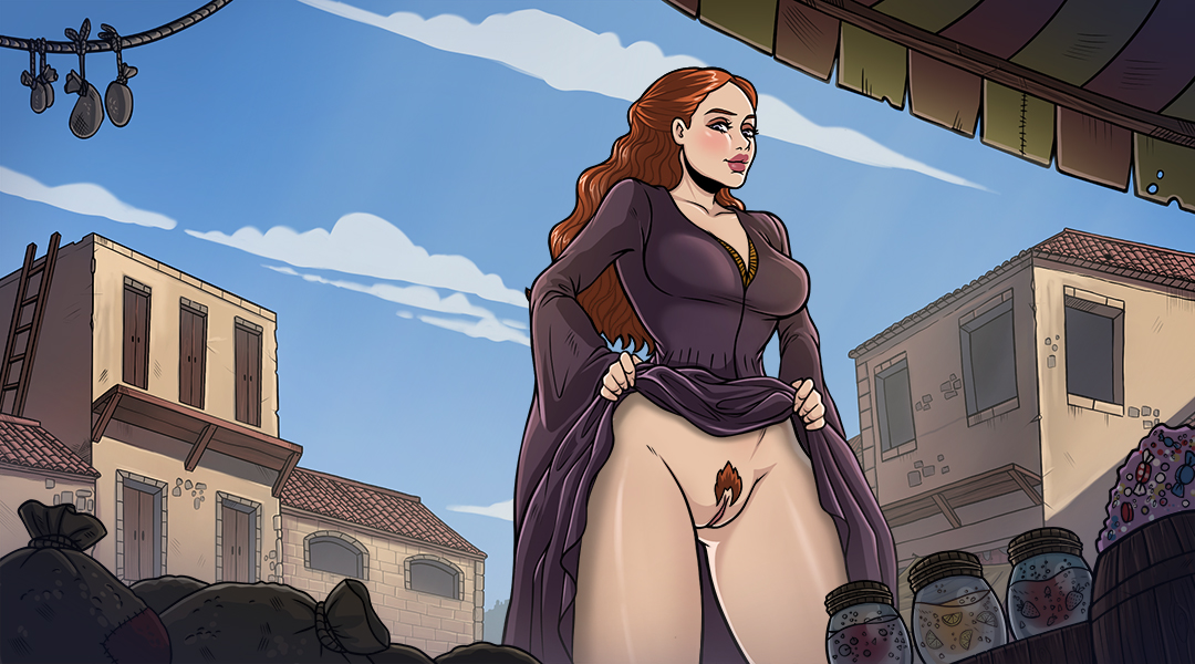 a song of ice and fire, female, flashing, flashing pussy, game of thrones, manitu, outdoors, pubic hair, public exposure, pussy, sansa stark, skirt lift, upskirt