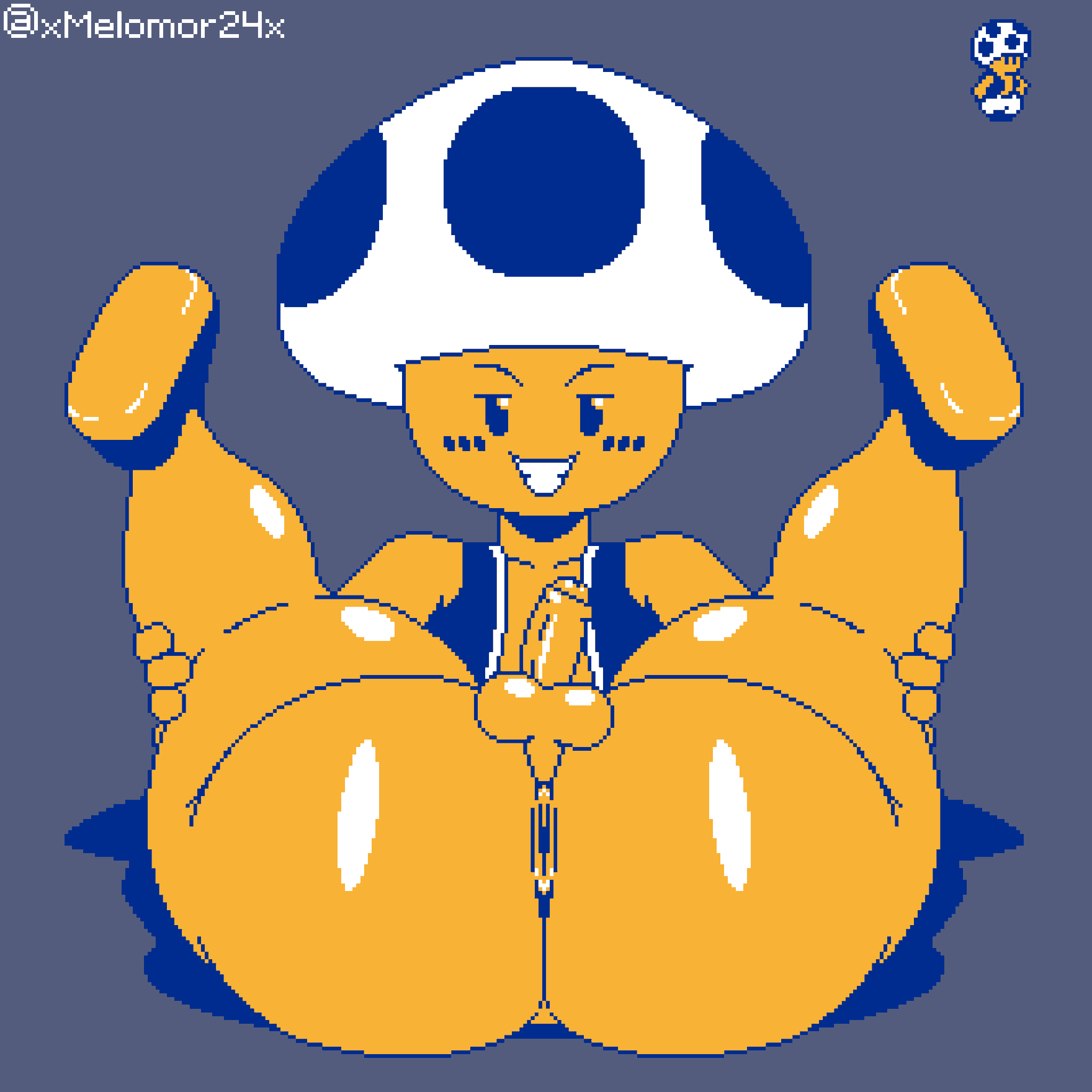 1boy 8-bit ass balls big_ass big_butt bottomless full_body fungi_fauna fungi_humanoid fungus humanoid male male_only mario_(series) non-human pixel_art simple_background testicles toad_(mario) xmelomor24x