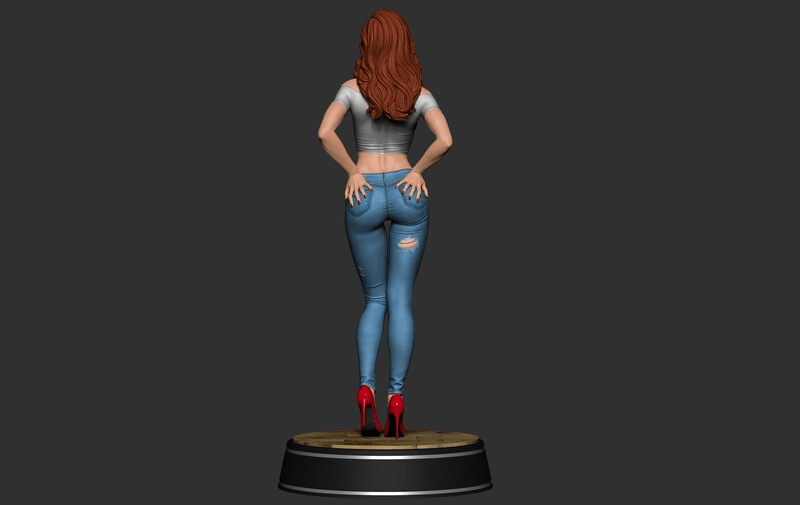 3d 3d_model blue_jeans curvy curvy_female curvy_figure grabbing_own_ass hands_on_ass high_heels jeans kim_cuesta_mora marvel mary_jane_watson model non-nude red_hair red_high_heels spider-man_(series) tank_top tight_clothing torn_jeans white_tank_top