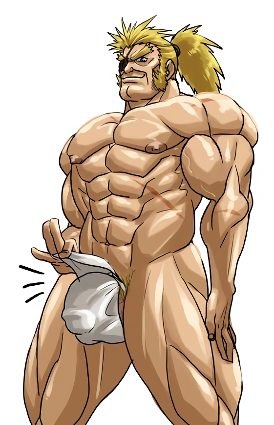 balls bara bulge eyepatch male male_only muscles muscular penis sengoku_blade solo solo_male yuraaka