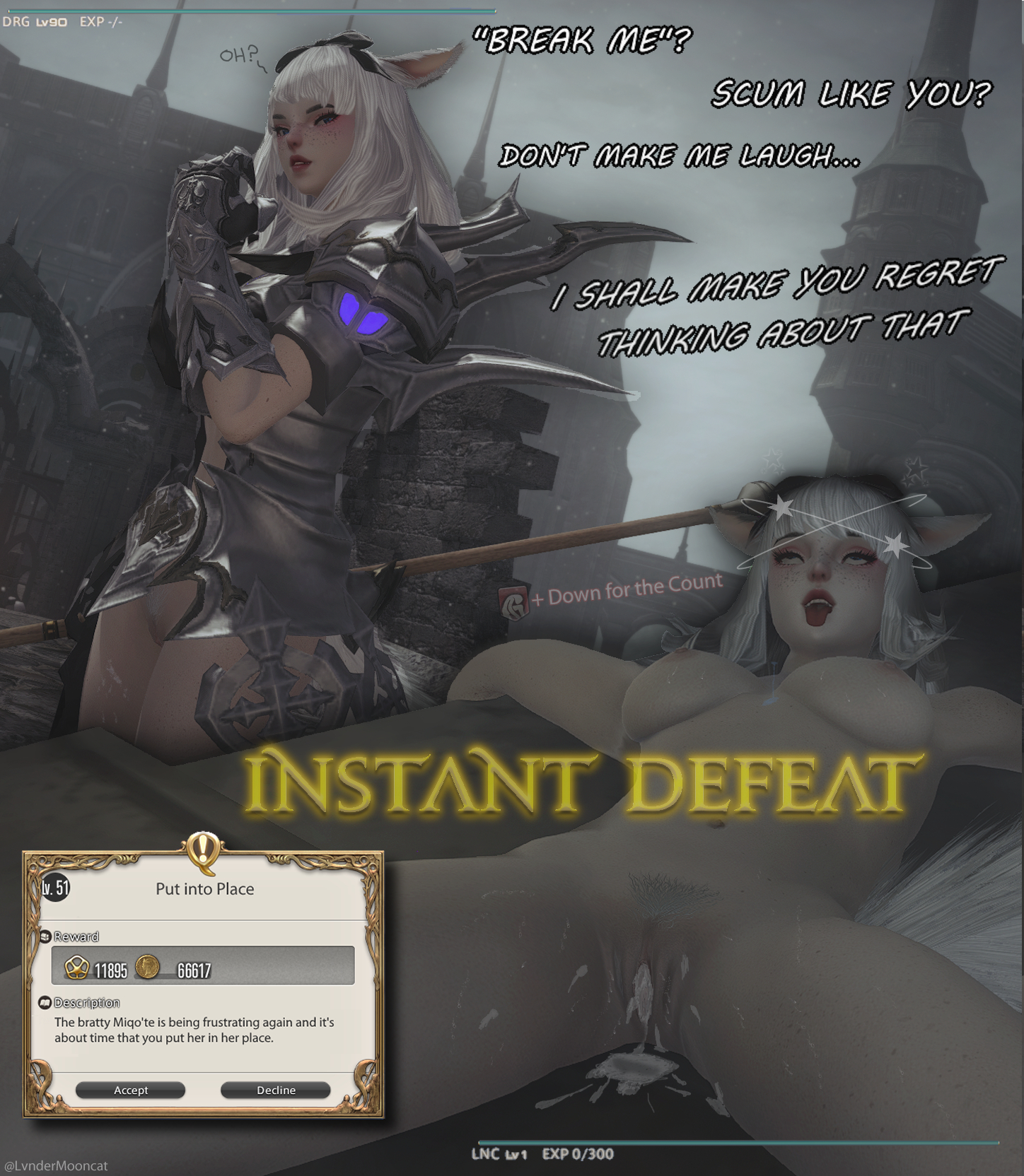 1girls, 2koma, 3d, after rape, after vaginal, before and after, cat ears, cat girl, cat tail, catgirl, cum, cum drip, cum in pussy, dazed, defeat, defeated, female, final fantasy, final fantasy xiv, fucked into submission, fucked senseless, game mechanics, gpose (ffxiv), instant loss, instant loss 2koma, lvndermooncat, miqo'te, naked, nude, pussy, rape, stunned, tagme
