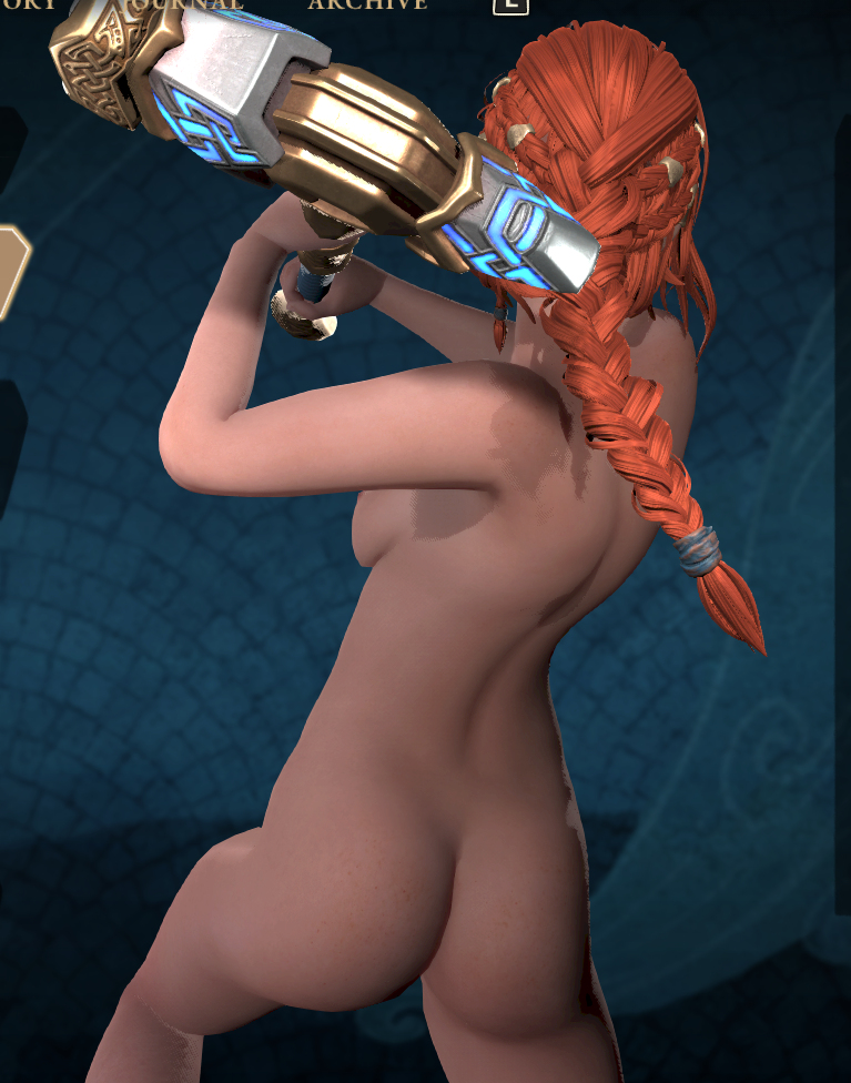 3d ass asterigos:_curse_of_the_stars d00m92 female female_only female_warrior ginger green_eyes hilda_(asterigos) light_skinned_female nonsexual_nudity nude_mod ponytail red_hair screenshot