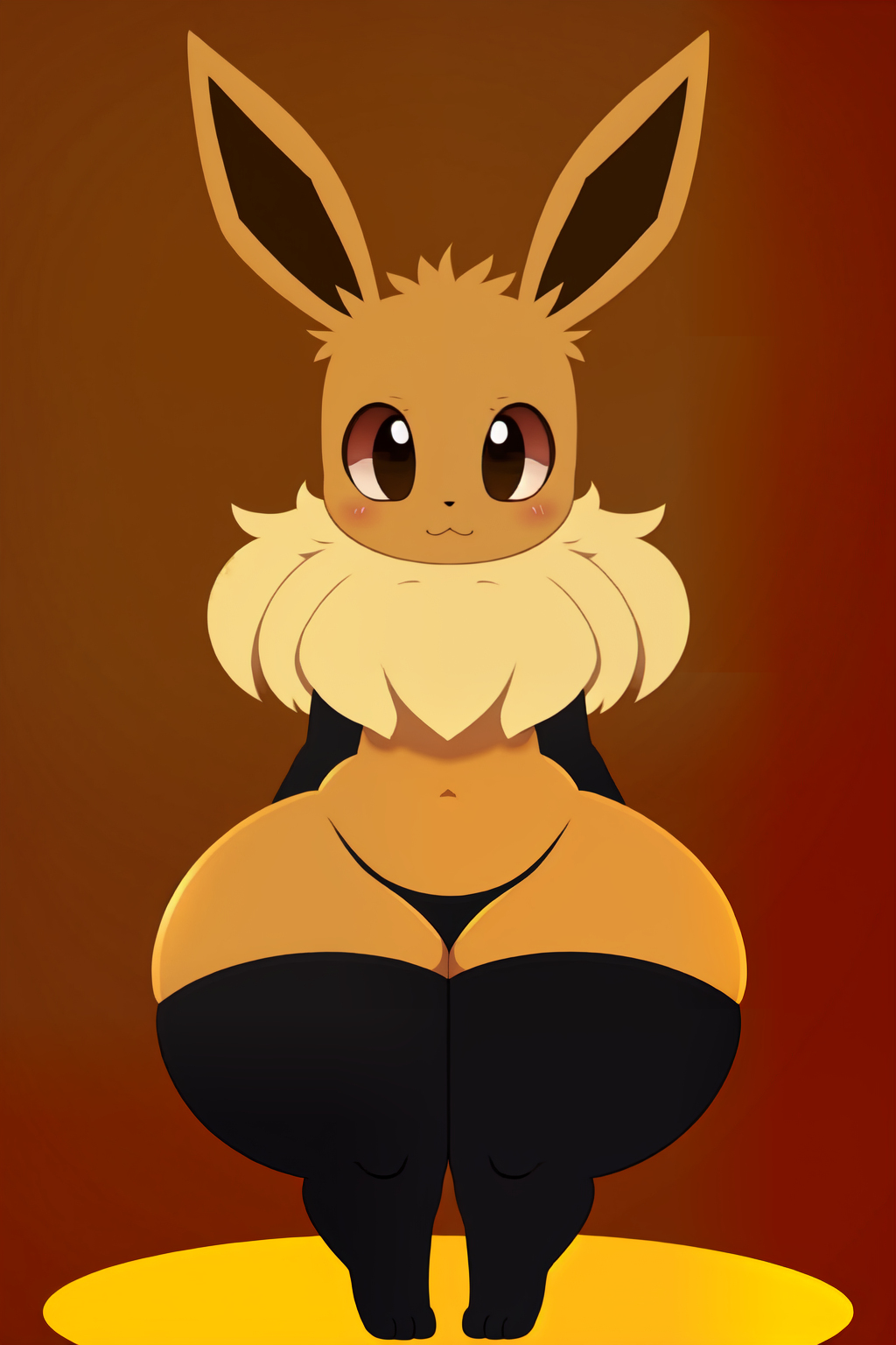 2d_(artwork) :3 adorable ai_generated anthro arm_stockings awokose big_ass big_bottom big_butt cute eevee giant_hips huge_ass huge_butt huge_hips jiggle midget orange_fur plump_ass plump_thighs pokemon pounding_ass servant short shortstack shy smaller_female stable_diffusion stockings thick_thighs training yellow_fur