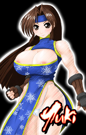 1girls brown_eyes brown_hair chinese_clothes cleavage cleavage_cutout clothing_cutout female female_only fingerless_gloves headband long_hair lowres nipple_slip nipples shin_(studios) solo super_strip_fighter_4 tagme thong toned_female yuki_(ssf4) yuki_(strip_fighter)