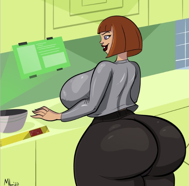 1girls, ameizing lewds, ass, ass focus, big ass, big breasts, breasts, clothed, danny phantom, female, female only, huge ass, huge breasts, kitchen, large ass, madeline fenton, milf, nickelodeon, sideboob, solo, solo female, thick ass, wide hips