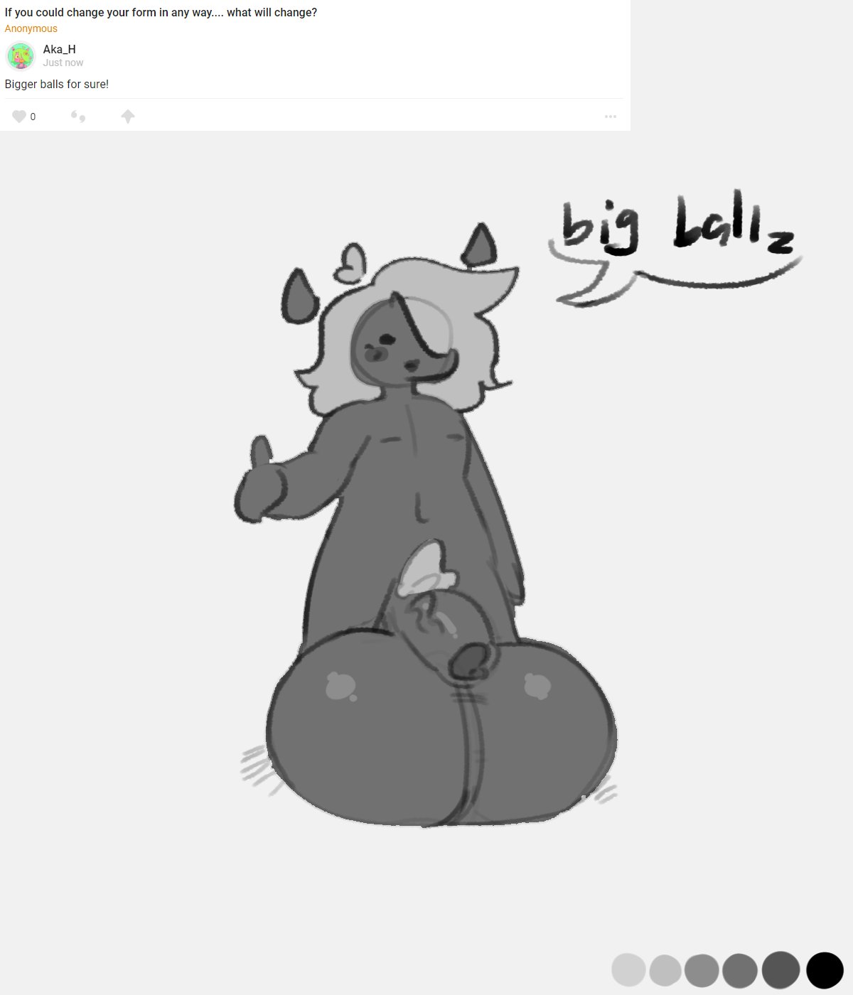 1boy aka_h aka_the_h balls big_balls femboy foreskin girly huge_balls hyper hyper_balls male male_only original original_character penis pubic_hair thumbs_up