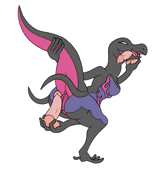 1girls anus dark_skin dildo furry holding_penis imminent_vaginal looking_back pokémon_(species) pokemon pokemon_(species) precum pussy reptile reptile_humanoid salazzle scalie tail tongue transparent_background vagina windstand