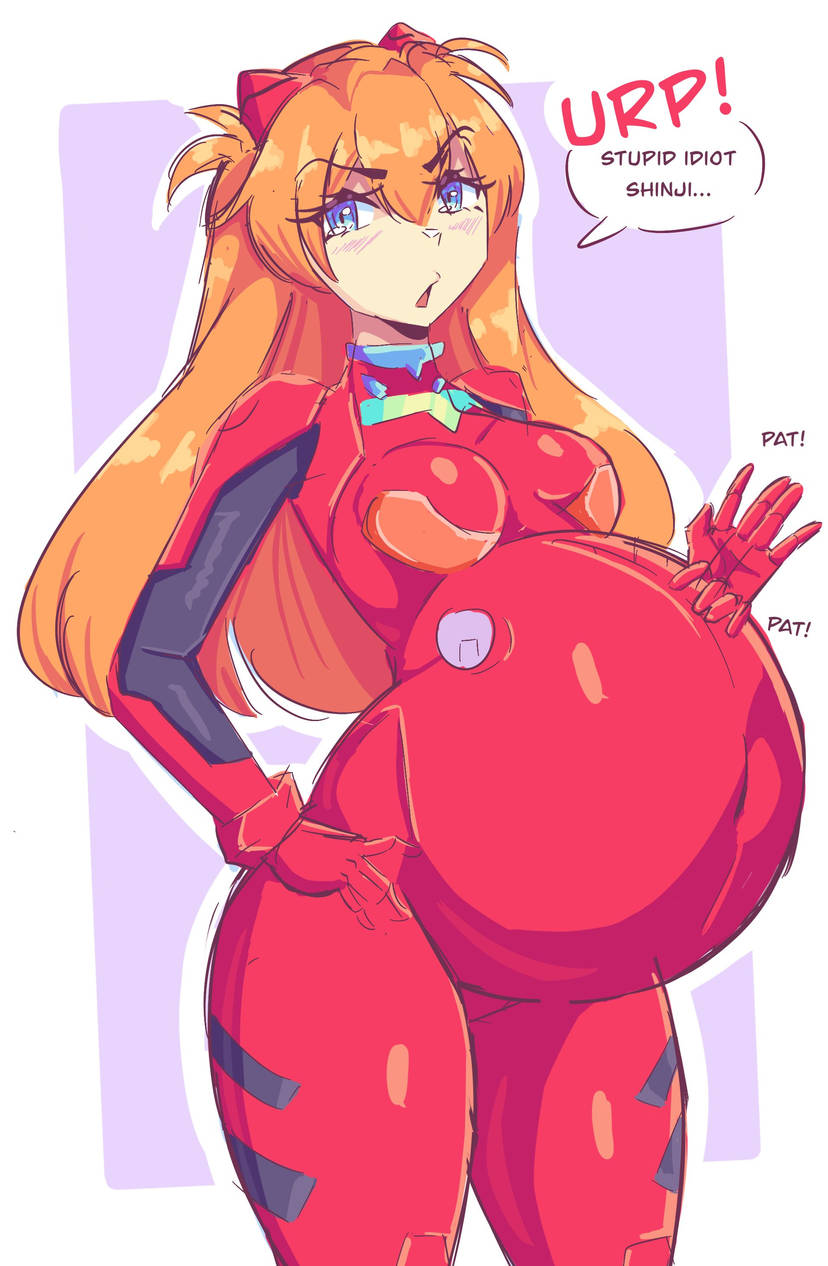 asuka_langley_sohryu belly_expansion belly_inflation bloated bloated_belly bloated_stomach bloated_tummy bloatedtum4life burp burping inflation inflation_fetish neon_genesis_evangelion stuffed_belly stuffing vore vore_belly