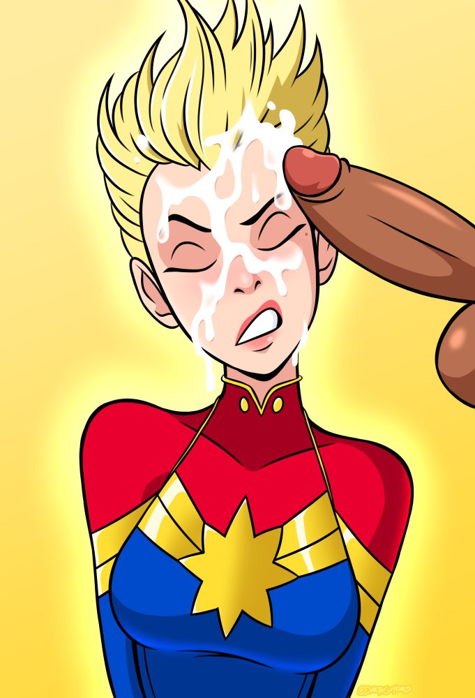 1girls 2d ambiguous_consent angry avengers blonde_hair bodysuit bold-n-brash captain_marvel carol_danvers closed_eyes clothed cum cum_dripping cum_on_face cum_on_penis cumshot dubious_consent female frowning humiliation interracial latino marvel mexican_male partial_male penis short_hair smirking superheroine tight_clothing