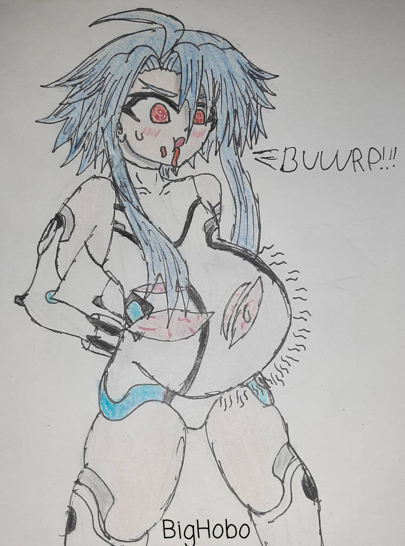 about_to_burst belly_expansion bighobo blanc bloated bloated_belly bloated_stomach bloated_tummy burp burping neptunia_(series) stomach_inflation stuffed_belly stuffing white_heart