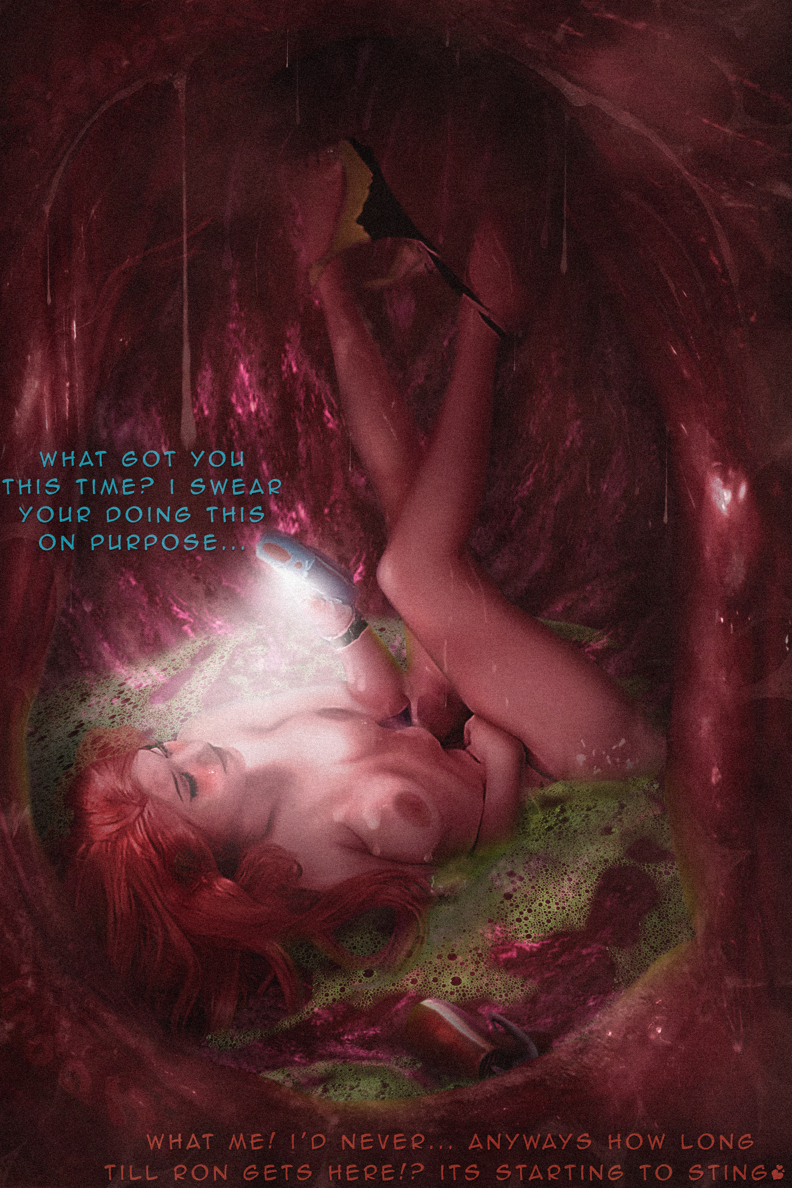 1girls, damsel in distress, digestion, disney, female, female prey, inside stomach, internal, internal view, kim possible, kimberly ann possible, peril, photorealistic, photoshop, soft vore, stomach, vo-photoshop, vore, willing prey, willing vore