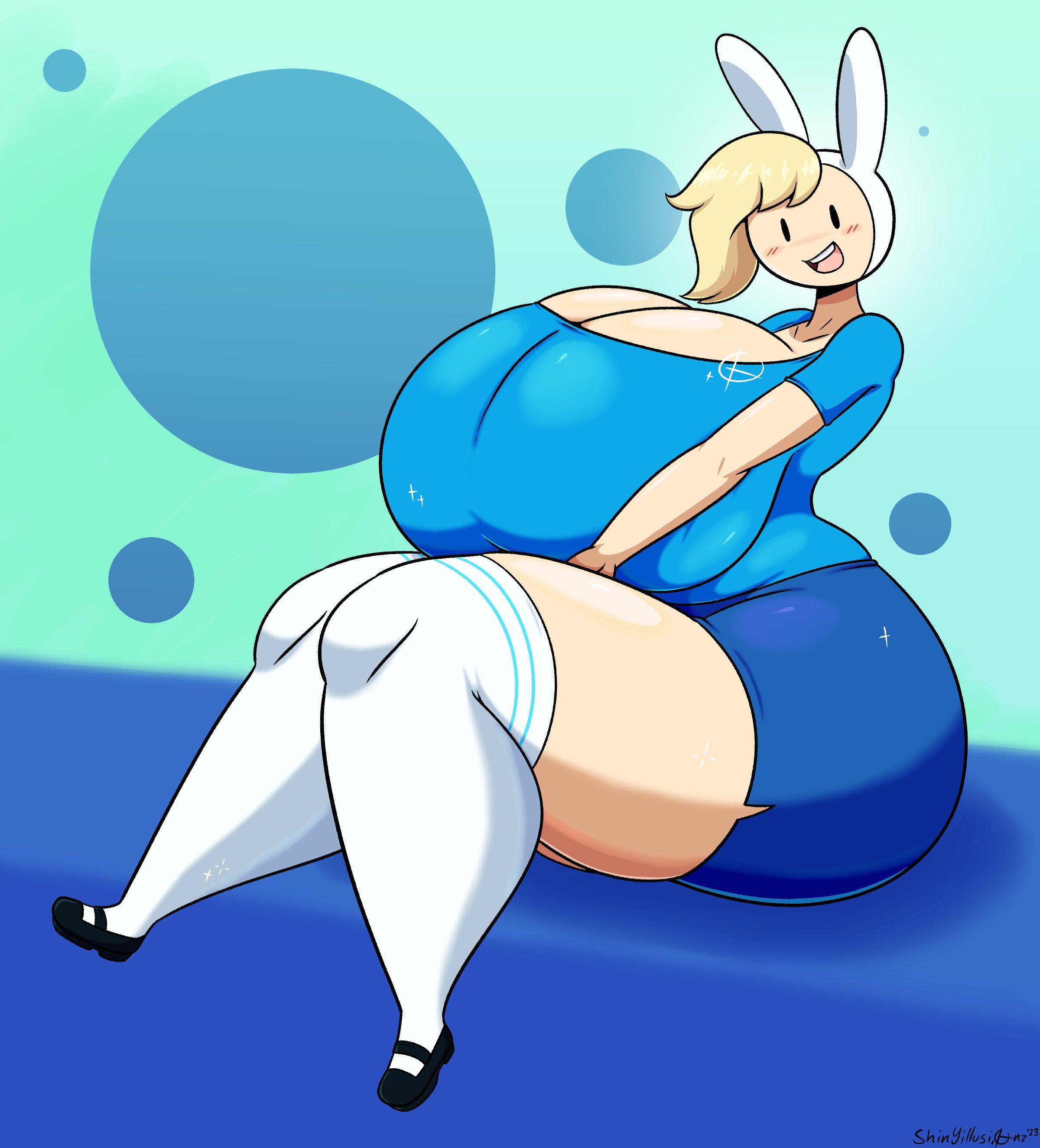 adventure time, ass, ass bigger than head, big ass, big breasts, boob window, breasts, breasts bigger than head, clothed, female, female only, fionna the human girl, huge ass, huge breasts, hyper ass, hyper breasts, shinyillusionz