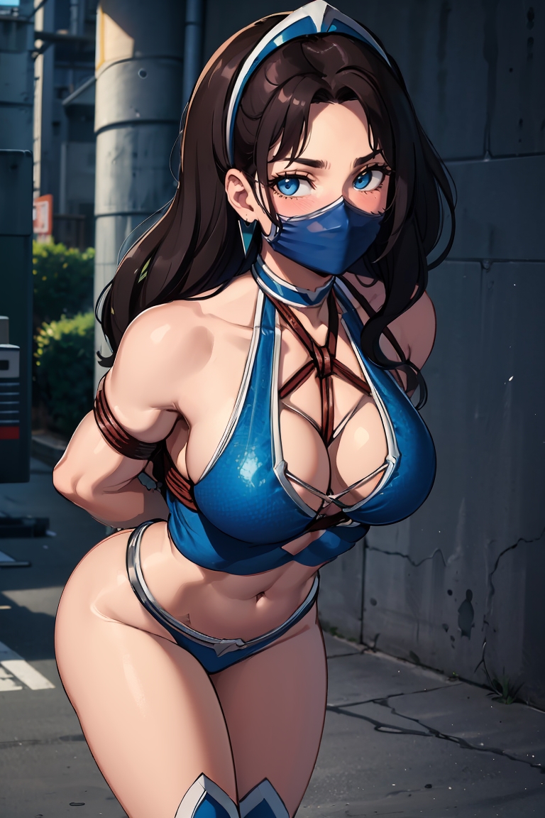 ai generated, bondage, bound, female, kitana, mortal kombat, rope, tagme (artist)
