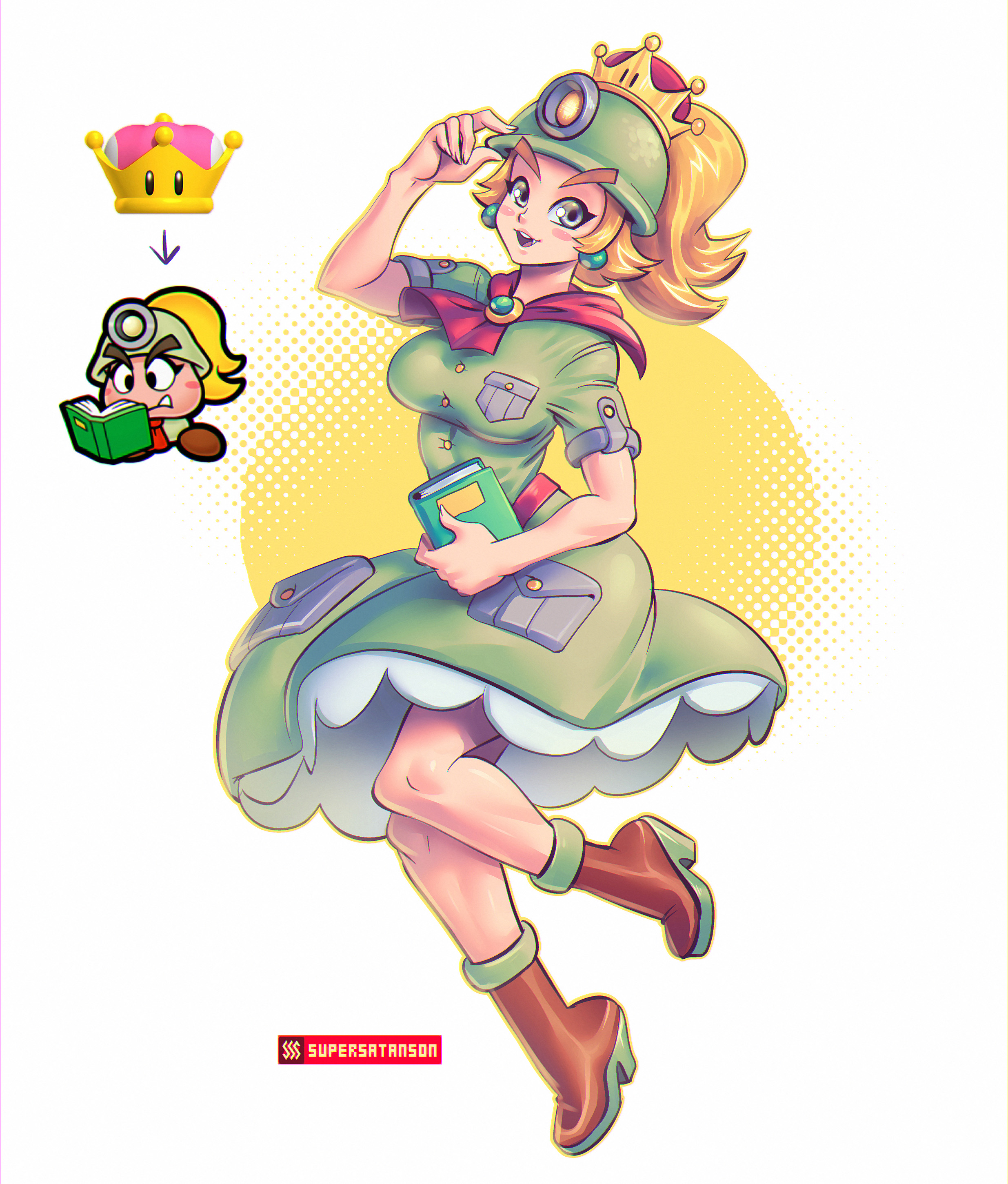 clothed, dress, female, female only, goombella, goombette, mario (series), new super mario bros. u deluxe, nintendo, paper mario, paper mario: the thousand-year door, super crown, supersatanson