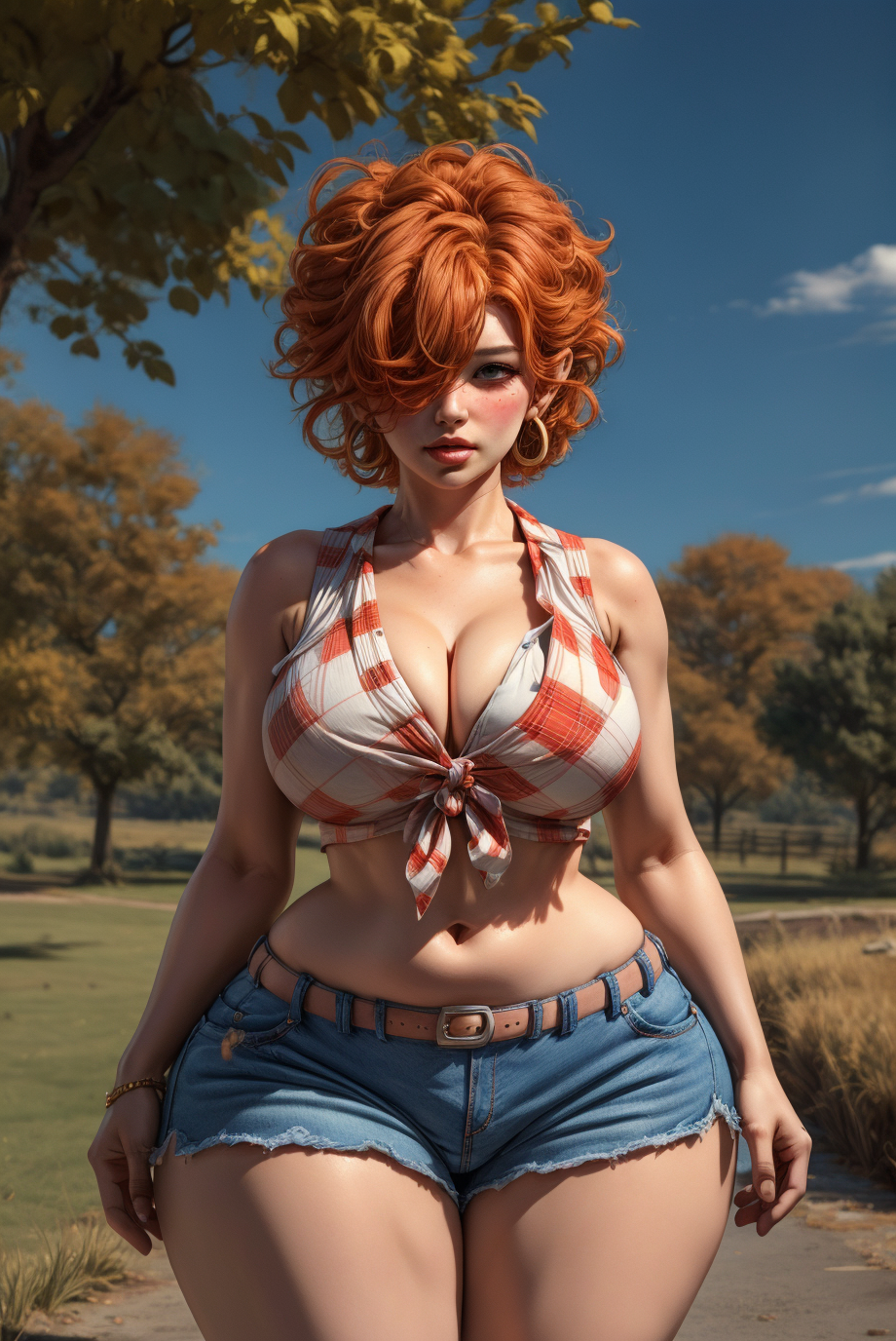 ai_generated blush cartoon_network cleavage ed_edd_n_eddy huge_breasts kanker_sisters lee_kanker midriff realistic red_hair seductive_look the_hotshot thick_thighs wide_hips