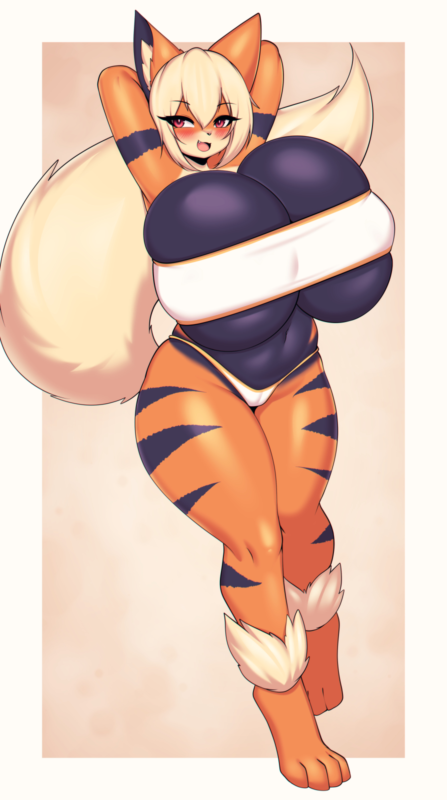 arcanine, big breasts, breasts, female, furry, huge, huge breasts, pokemon, pokemon (species), tailzkim, thick thighs, wide hips