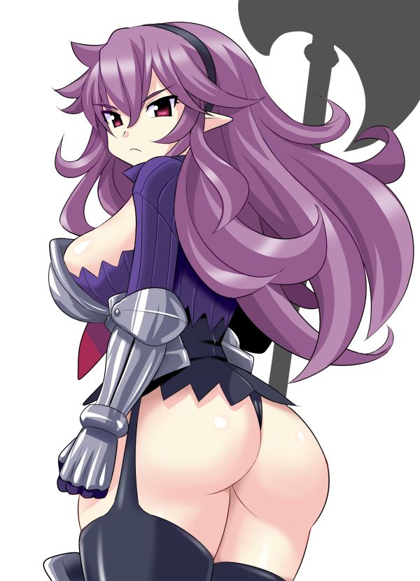 armor_knight_(disgaea) ass assless_pants behind_view breasts disgaea disgaea_d2 female_knight konno_tohiro large_breasts nippon_ichi_software thick_ass thick_thighs thighhighs thighs