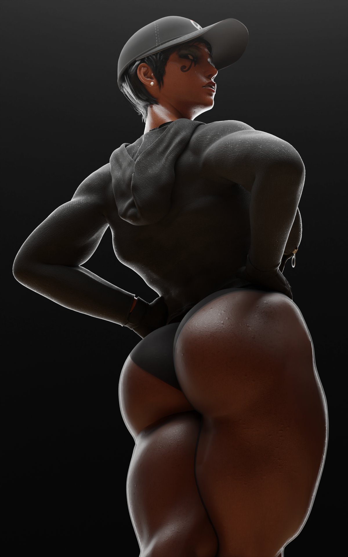 1girls 3d abs ass big_ass big_breasts big_butt black_hair blender_(software) blizzard_entertainment breasts bubble_butt cap cleavage dark-skinned_female dark_skin dat_ass female female_only grvty3d headgear headwear looking_at_viewer looking_back muscles muscular muscular_female muscular_legs overwatch pharah short_hair solo solo_female solo_focus sports_bra sportswear tagme tan_body tanline thick_thighs thighs toned