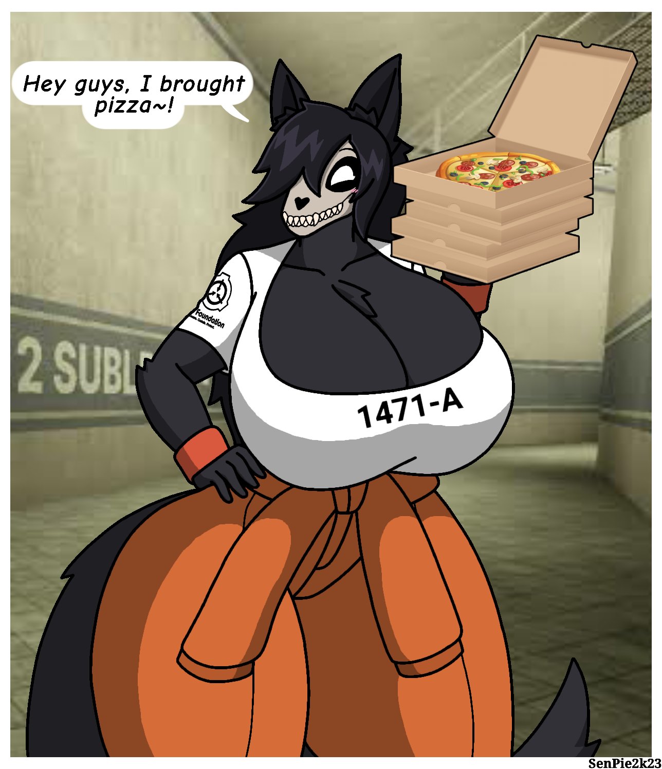 black body, black fur, black hair, mal0, malo, pizza, scp foundation, scp-1471, scp-1471-a, solo, tagme, thin eyebrows, verykinkypie