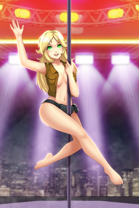 blonde_hair green_eyes no_penetration pole pole_dancing spiral_clicker