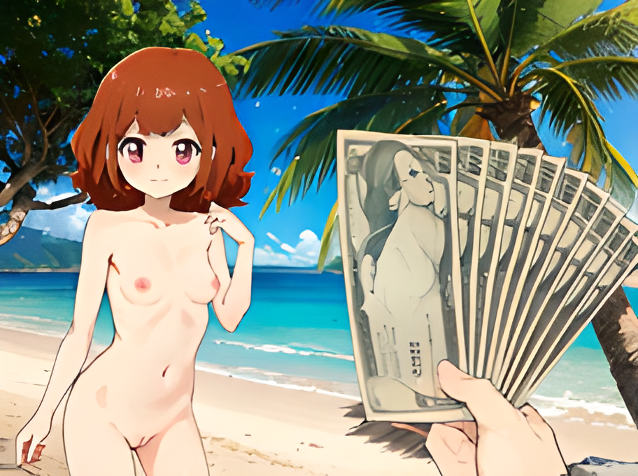 1girls ai_generated atachi_mimi banknote beach beach_background blue_sky breasts_apart brown_eyes brown_hair card_game cash cleft_of_venus cloud cowboy_shot day daytime female female_human female_only money naked naked_female nude nude_female offering_money outdoors petite petite_body petite_female public public_nudity small_areolae small_breasts small_nipples stable_diffusion yu-gi-oh! yu-gi-oh!_duel_links yu-gi-oh!_sevens