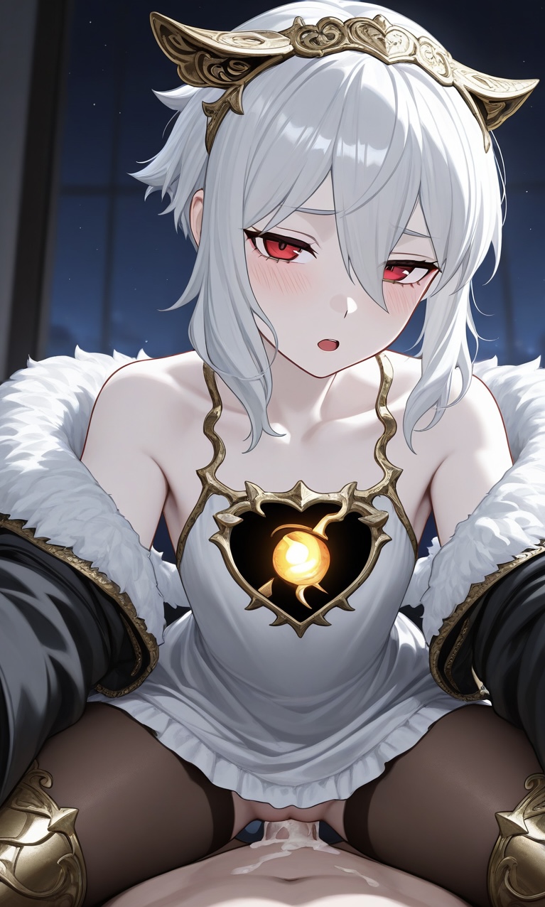 1boy, 1girls, 2d, ai generated, bandai namco, blush, clothed, clothing, code vein, code vein 2, cowgirl position, cum, cum drip, cum in pussy, cum inside, cumshot, duo, ejaculation, female, female penetrated, hole in chest, intimate, light skin, light-skinned female, light-skinned male, looking at viewer, lou magmell, male, male penetrating, male penetrating female, male pov, male/female, no panties, nopemope26, on top, penetration, penis, penis out, plump, pov, pussy, pussy ejaculation, pussy juice, red eyes, sensual, straddling, thick thighs, thighs, uncensored, vagina, vaginal insertion, vaginal penetration, vaginal sex, video games, white hair