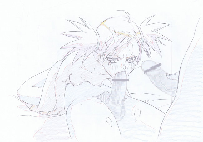 bleach censored cum faceless_male facial fellatio female flat_chest hayashibara_hikari hiyori_sarugaki oral sarugaki_hiyori sketch small_breasts sucking