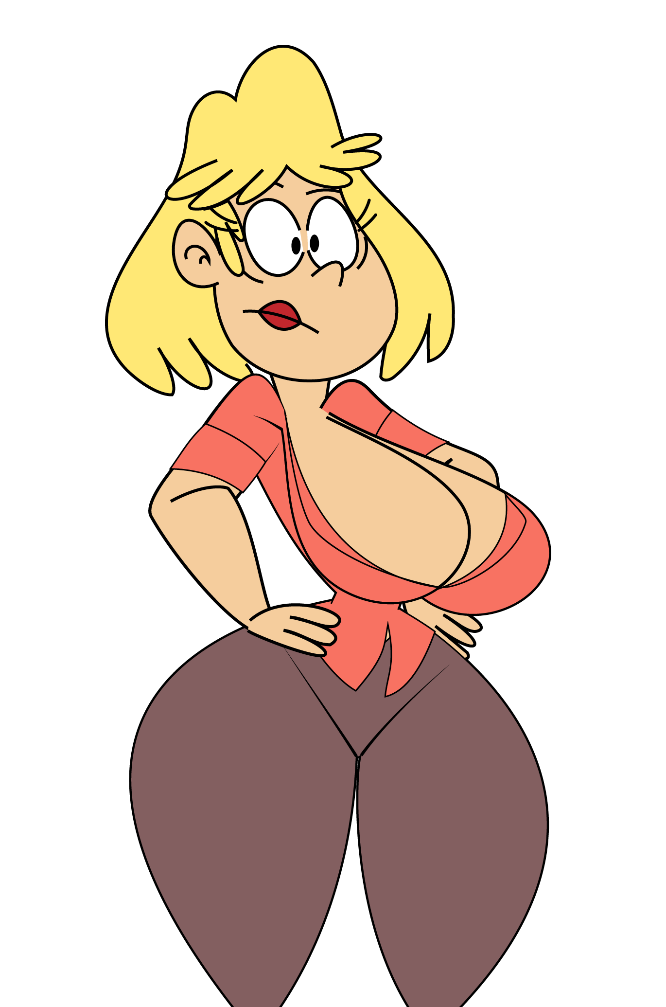 1girls, blonde female, blonde hair, breasts, cleavage, clothed female, clothing, female, female focus, female only, gothboi, hands on hips, large breasts, light skin, light-skinned female, lipstick, milf, nickelodeon, nicktoons, rita loud, short hair, solo, solo female, solo focus, the loud house, thick, thick thighs, transparent background
