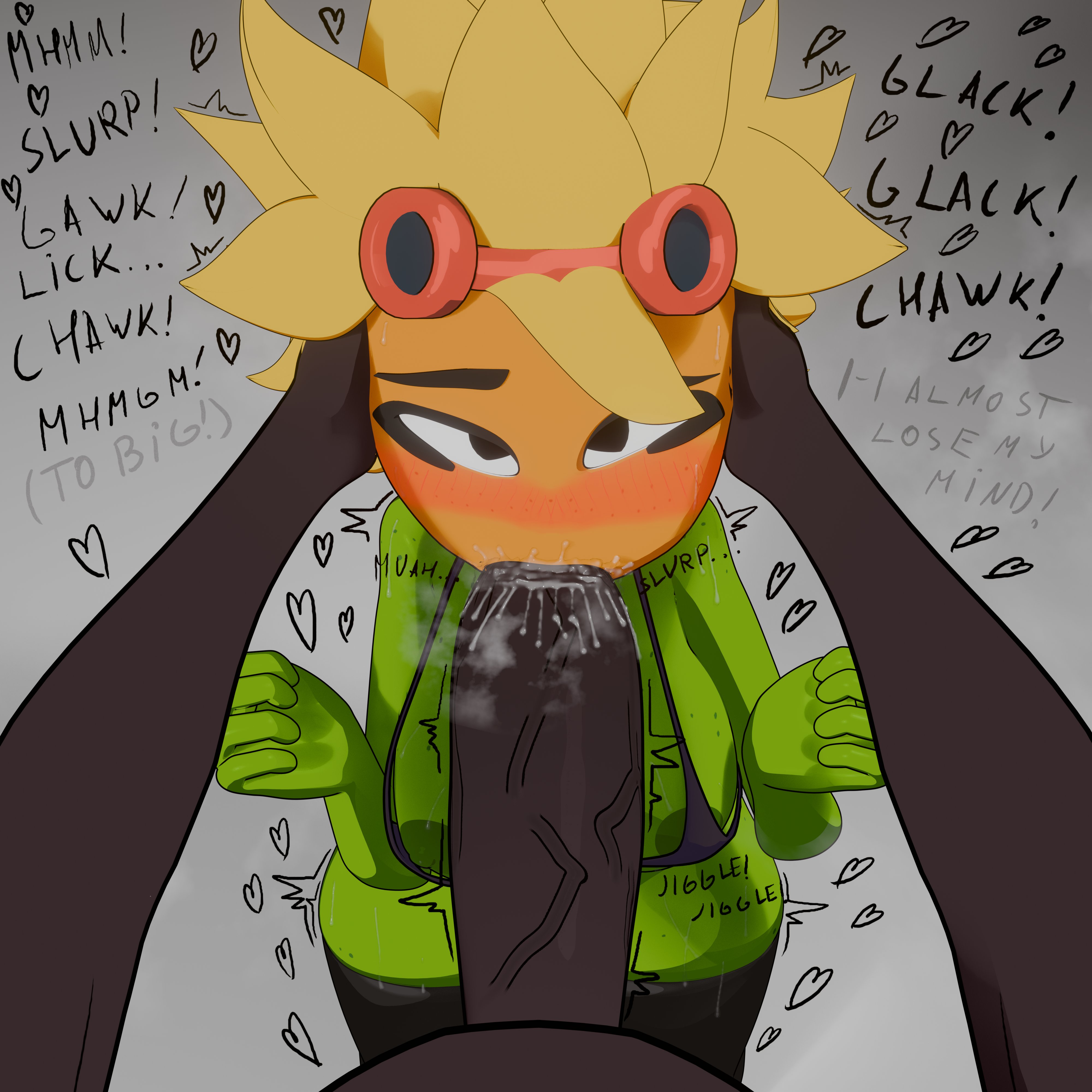 1male, big penis, blowjob, comic, dark-skinned male, electronic arts, goggles, goggles on head, green body, green skin, plant girl, plantie, plants vs zombies, plants vs zombies: heroes, popcap, popcap games, shadow2405, solar flare (pvz), sucking, sunflower, text