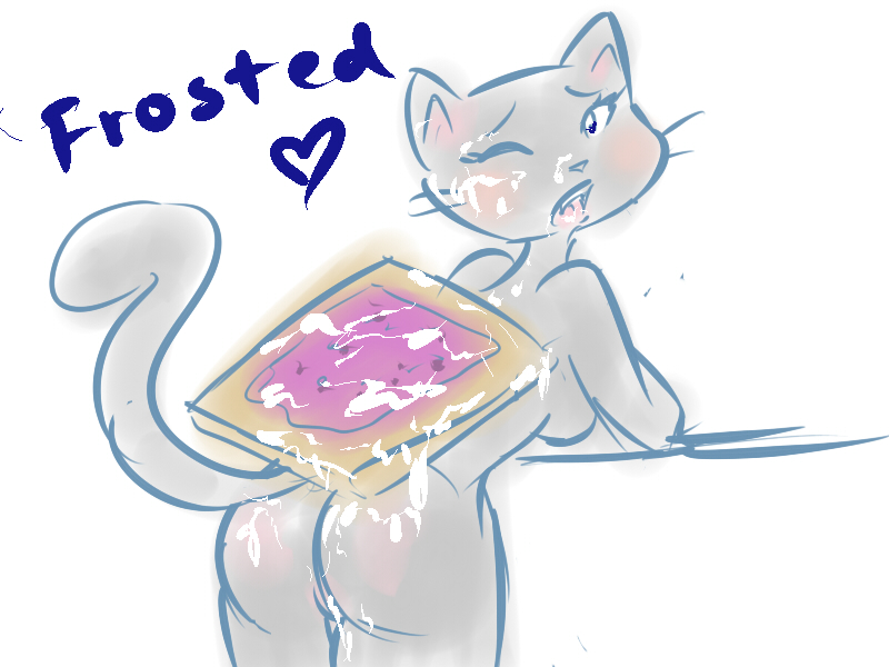 anthro blush breasts cum cum_on_ass facial_cumshot fangs feline female fur furry heart k-y-r-i-e looking_back meme nyan_cat one_closed_eye raised_tail sideboob solo tail toaster_pastry