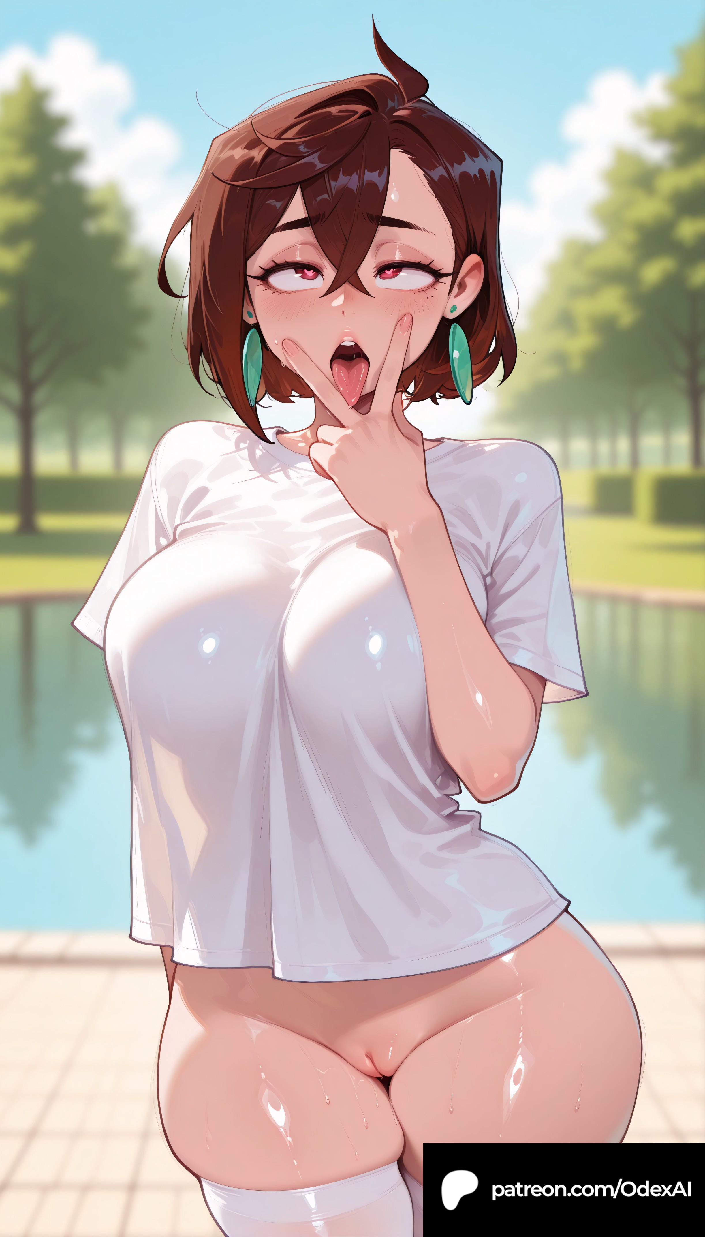 1girls, absurd res, absurdres, ai generated, artist name, ass, ayase momo, big ass, big breasts, blurred background, blurry background, breasts, brown hair, cartoon, cartoony, dandadan, depth of field, earrings, female, female focus, female only, hi res, high quality, high resolution, highres, large ass, large breasts, momo ayase, odexai, patreon, patreon link, patreon url, patreon username, red eyes, short hair, small waist, solo focus, straight, thick thighs, thin waist, wide hips